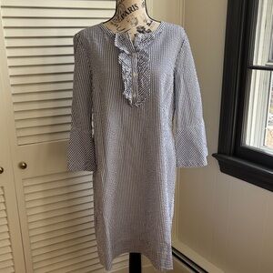 Draper James Blue and White Seersucker Shift Dress 12